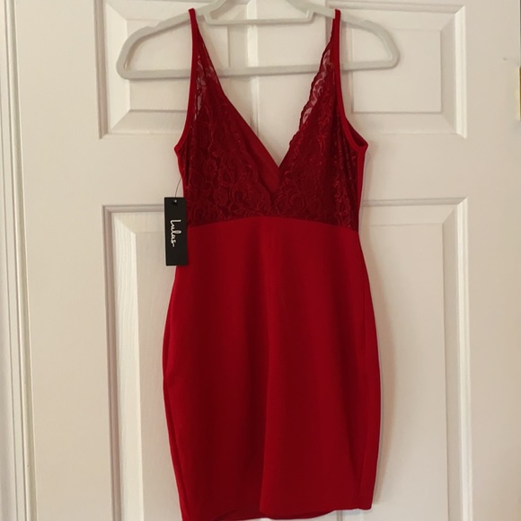 Lulu’s Red Lace Mini Dress - Picture 5 of 5